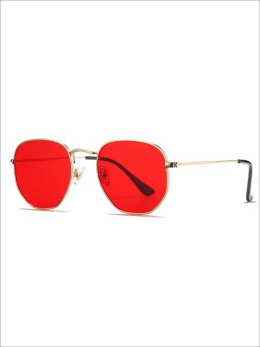 Polarized Hexagonal Sunglasses with Metal Frame and Mirrored Lens UV Protection